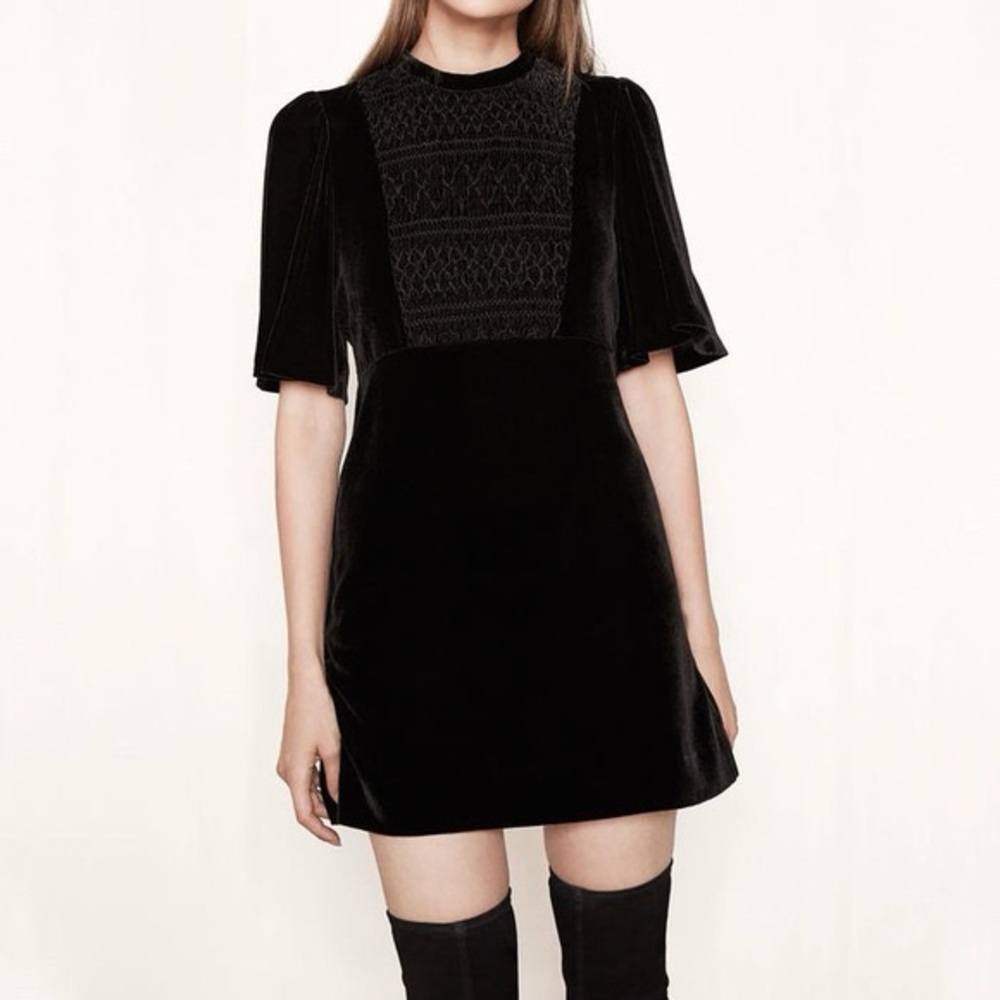 Maje | Dresses | Maje Velvet Pattern Shrt Sleeve Dress Size 1